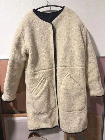 보아 롱 코트 리버서블 아이보리 x 네이비