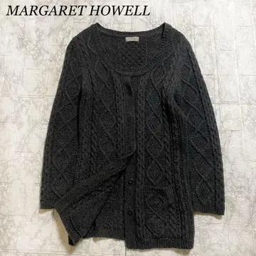 마가렛호웰 가디건 니트 케이블 다크 그레이 긴 길이