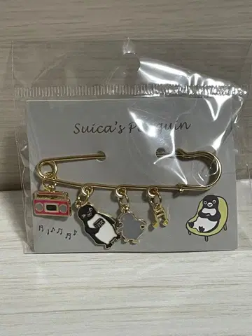 Suica 펭귄 참 핑형 브로치 라디오 카세트 음표