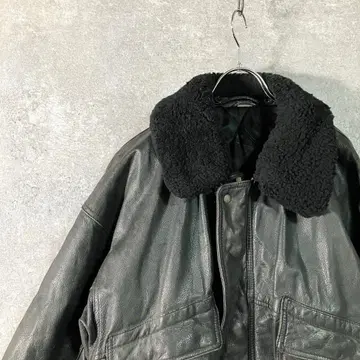 INTERMEZZO 가죽 자켓 소가죽 블랙 보아 자켓 가죽 아우터
