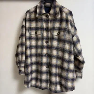 NINE 나인 샤기 체크 코트