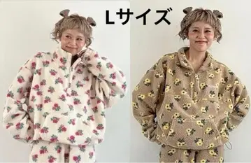 ayano 콜라보 꽃무늬 보아 하프 지퍼 2세트