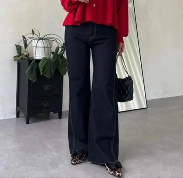 허리밴딩 스트레치 세미 플레어 데님 PL