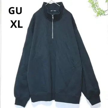 GU 남성용 하프 지퍼 맨투맨 긴팔 트레이닝복 블랙