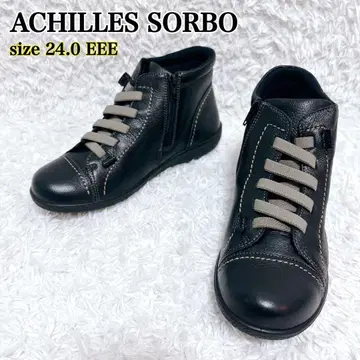 아킬레스 솔보 숏부츠 사이드 지퍼 가죽 통굽 컴포트 블랙