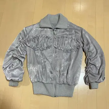 PELLICULE 리본 개더 lib 블루종 그레이