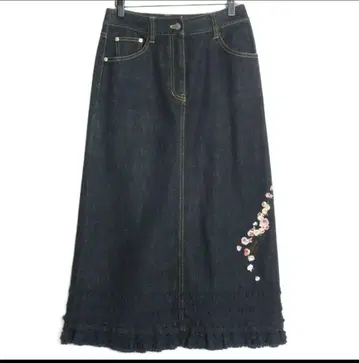 핑크하우스 PINKHOUSE 장미 자수 스커트 데님 바지