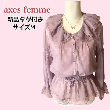 axes femme 택 포함 새상품 양류 페플럼 블라우스 프릴 레이스 M