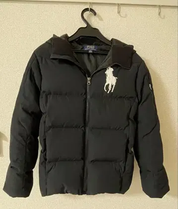[새상품급] 폴로 랄프로렌 후드 부착 다운 자켓 블랙 빅 포니 150