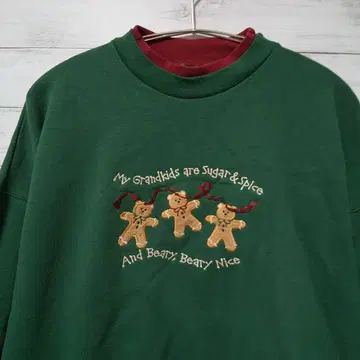 진저브레드맨 곰 자수 맨투맨 레트로 USA 구제 의류