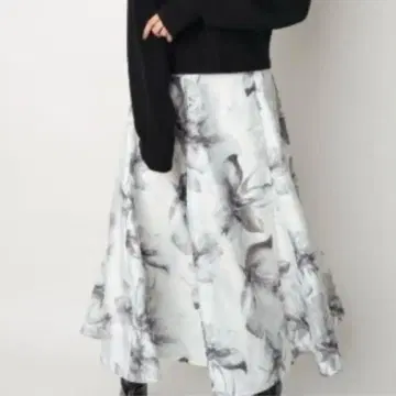 Rirandture 접결 프린트 플레어 스커트