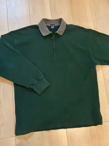 90s 올드 갭 GAP 하프 지퍼 맨투맨 피케 셔츠 그린