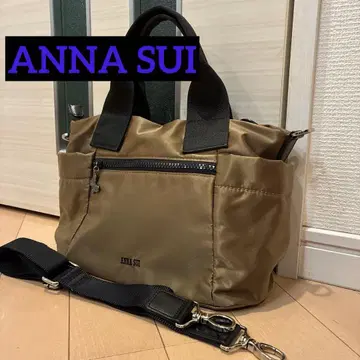 ANNA SUI [ 새상품급 ] 카키 2WAY 백 토트 숄더 나일론