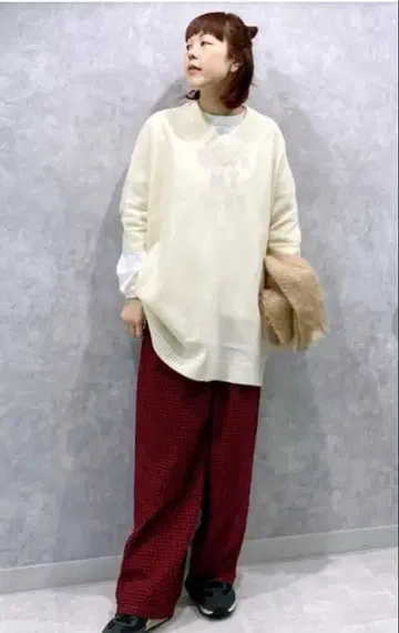 저널 스탠다드 럭스 울 텐지쿠 V넥 튜닉 화이트