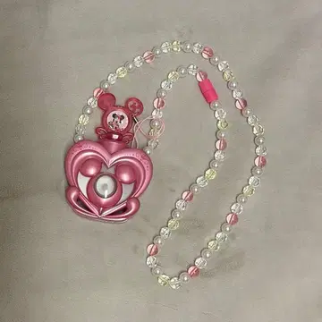 디즈니 미니 핑크 하트 열쇠 빛나는 펜던트