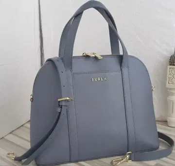 컨디션 최상 훌라 FURLA 숄더백 2way 백 블루 그레이 소가죽