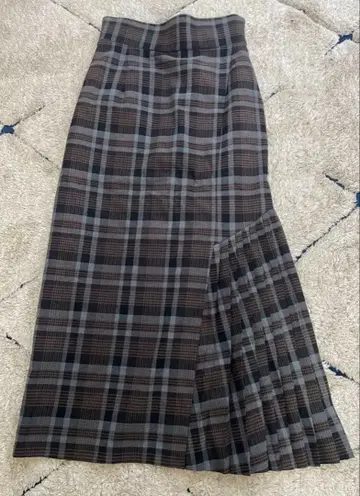 SNIDEL 체크 무늬 하이웨스트 플리츠 롱 스커트 M 민트