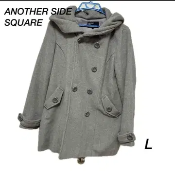 ANOTHER SIDE SQUARE P 코트 L 그레이 후드 부착 더블