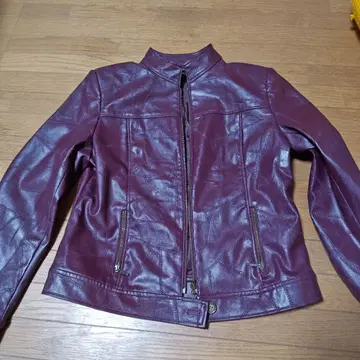버건디 가죽 자켓