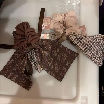 브라운 머리끈 슈슈 3개 세트