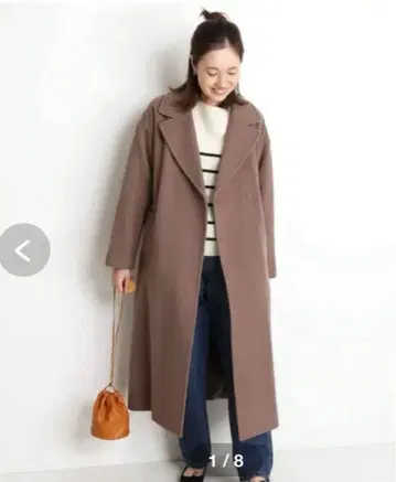 SLOBE IENA SUPER100 멜톤 빅 라펠 코트 롱 기장