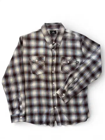 무라사키 스포츠 체크 플란넬 셔츠 파랑, 브라운