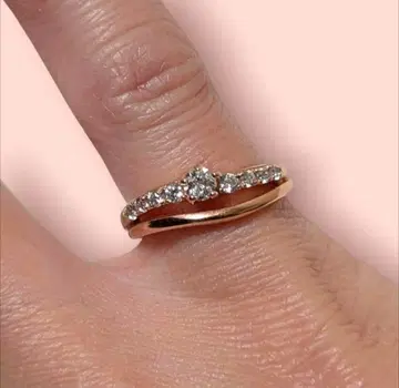 3호 핑크 골드 스톤 장식 반지 핑키 새끼손가락 925 각인 있음