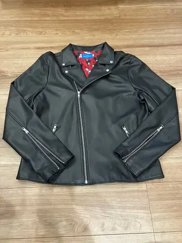 [디즈니 한정판] 미키마우스 패턴 안감 더블 라이더 자켓