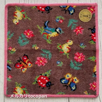 페이러 하이디 미디엄 브라운 x 핑크 손수건 미사용 새상품 레어템