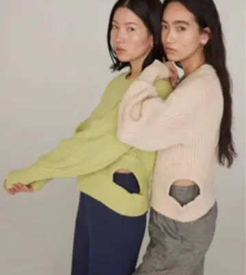 Sea room lynn 사이드홀 와이드 니트 피스타치오