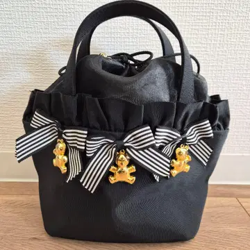 새상품급 리본 곰 블랙 핸드백 레트로 베어