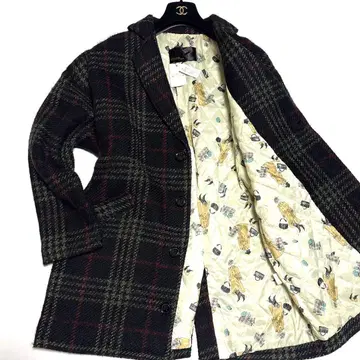 오버 사이즈 샤기 울 체크 코트 빅 루즈 안감 올 패턴 체크 무늬