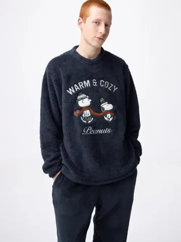 택 포함 새상품 GU 마쉬멜로우 라운지 세트 PEANUTS M 네이비