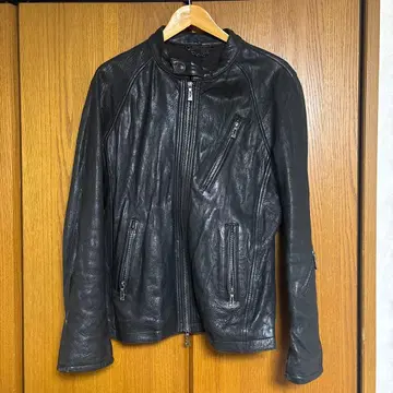 블랙 가죽 라이더 자켓 [ 양가죽 ] [ 미니멀리스트 ]