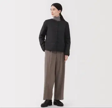 무인 경량 다운 포켓터블 노카라 자켓 블랙 새상품