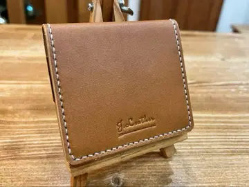 도치기 가죽/카멜/2단 접이식 지갑