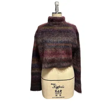 TAROU HORIUch 하이넥 크롭 스웨터 멀티 컬러