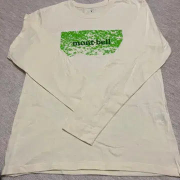 mont-bell 긴팔 T셔츠 크림색 그린 프린트