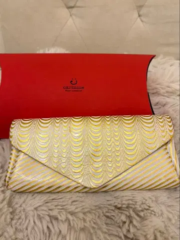carmine 골드 스트라이프 클러치 지갑 ~잉어~