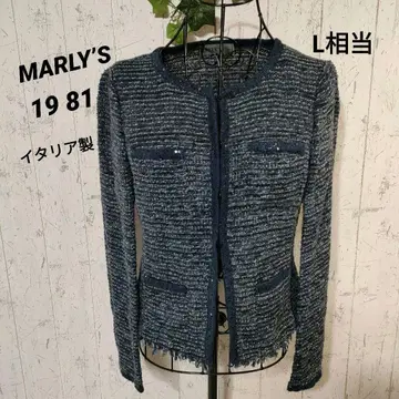 [ MARLY'S19 81 ] 이탈리아제 네이비 노카라 트위드 자켓