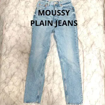MOUSSY PLAIN JEANS 스트레이트 슬림 블루 하이웨스트