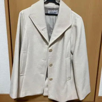 Alphabet's alphabet 아이보리 더블 브레스트 피 코트