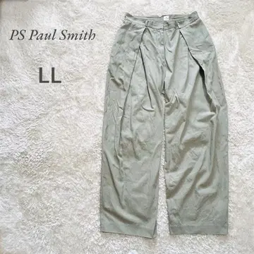 [ PS Paul Smith ] 턱 팬츠 LL 카키 코튼 폴스미스