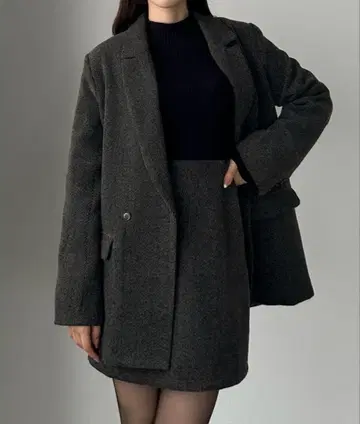 헤링본 테일러드 자켓 + 미니 스커트 SET (인팬츠 포함)