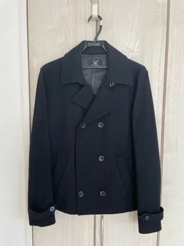 COMME CA COMMUNE 블랙 더블 브레스트 피 코트 L