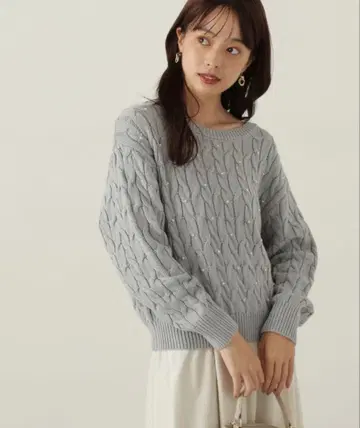 PROPORTION BODY DRESSING 펄 장식 케이블 니트