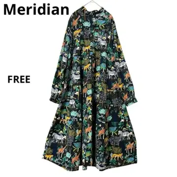Meridian 애니멀 무늬 긴팔 티어드 원피스 FREE
