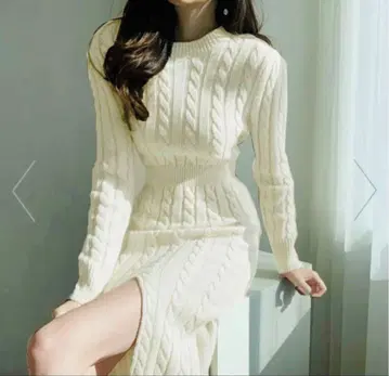 miniministore 케이블 니트 슬릿 원피스