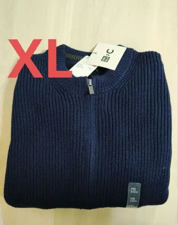 새상품 유니클로C 크루넥 풀 집업 가디건 네이비 XL 사이즈