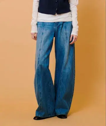 allureville 라인 데님 팬츠 블루